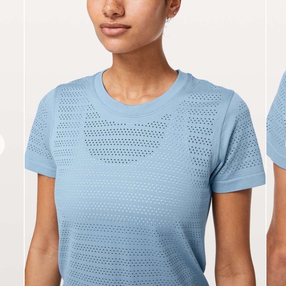 Lululemon Breeze By Short Sleeve Squad Tee Cascade Blue Size 6 - Picture 4 of 9